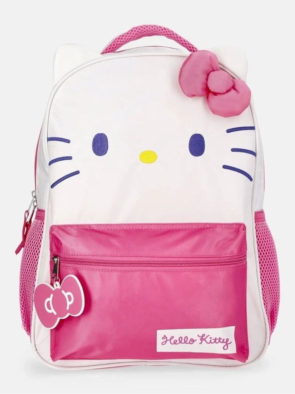 Hello Kitty Kids' Big Face 17" Backpack with Bow, Pink and White New